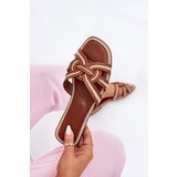 Boto Ladies Flat Slippers With Intertwined Straps Brown Acimine | Shoptok.si