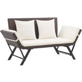  The Living Store Vrtna klop z blazinami rjava 176 cm poli ratan - Vrtna Klop, (21446061) Cene