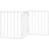 vidaXL Vrata za pse zložljiva 3 paneli bela 150 cm topolovina | Shoptok.si