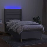 Krevet box spring s madracem LED svjetlosivi 90x200 cm tkanina | shoptok.hr