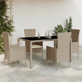  5-dijelni vrtni blagovaonski set od poliratana s jastucima bež Dužina stola 150 cm | shoptok.hr