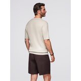 Ombre Men's buttonless polo shirt with open collar - light grey | Shoptok.si