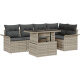 vidaXL set vrtnog sofa s 6 dijelova i jastučićima svijetlosivog poly ratana, 2-sjedna vrtna sofa s pohranom i jastučićima svijetlosivog poly ratana | shoptok.hr
