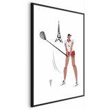  Plakat - Illustration of a Female Golfer with the Eiffel Tower in the Background 29.7x42 Crni okvir | shoptok.hr