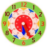  Wooden Clock Educational Hours Minutes Seconds Green | shoptok.hr