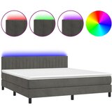 The Living Store Box spring postelja z vzmetnico LED temno siva 160x200 cm žamet - Box Spring Postelja, (21491554) | Shoptok.si