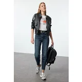 Trendyol Dark Blue High Waist Slim Mom Jeans