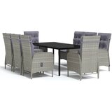  9-dijelni vrtni blagovaonski set s jastucima sivo-crni | shoptok.hr