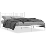 Metalni okvir za krevet s uzglavljem bijeli 150x200 cm