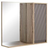 HOMCOM Kopalniška stenska omarica s polico in dvema policama, za namestitev na steno, siva in hrastova barva, 57 x 14,2 x 49,2 cm, (20745525) Cene