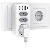 Dardanar Vtičnica USB, 3 vtičnice s 3 vhodi USB in 1 vhodom Type-C, adapter za vtičnico 7 v 1, adapter za stensko vtičnico (bel), (21199588) Cene