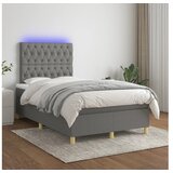  Box spring postelja z vzmetnico LED temno siva 120x200 cm blago | Shoptok.si