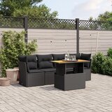 Maison Chic Seti vrtnega pohištva - Vrtna garnitura - Vrtni pohištvo set 5-delna z blazinami črn poli ratan, (21816868) | Shoptok.si