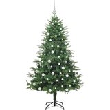 vidaXL Umjetna predsvetljena božićna jelka s kompletom kroglica Zelena | Shoptok.si