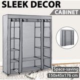  Ormar od tkanine s odjeljcima i šipkama sivi 150 x 45 x 176 cm | shoptok.hr