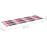 vidaXL Blazina za ležalnik rdeč karo vzorec 200x70x3 cm blago | Shoptok.si