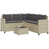 Maison Chic Vrtni kavč - Zunanji kavč z mizo in blazinami v obliki črke L siv poli ratan, (22043638) | Shoptok.si