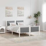 vidaXL Kovinska posteljna konstrukcija z vzglavjem Bela in svetlo siva, (5000084273) | Shoptok.si