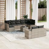 Maison Chic Seti vrtnega pohištva - Vrtna garnitura - Vrtni pohištvo set 10-delna z blazinami sv. siv poli ratan, (21816097) | Shoptok.si