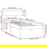  Za krevet od masivne borovine crni 90 x 200 cm | shoptok.hr