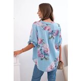 Kesi Włoski Women's cotton blouse with a floral pattern blue | shoptok.hr