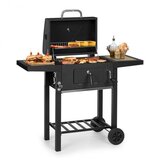 Klarstein meat machine, žar na leseno oglje, 45 x 32,5 cm, teplomer, kolesa, črn Cene