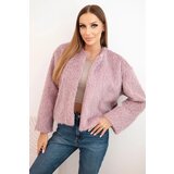 Kesi Włoski Women's fur jacket without fastening dark pink Cene