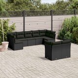  9-dijelni set vrtnih sofa s jastucima crni od poliratana Cijene