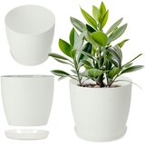 KADAX cvetlični lonec s krožnikom plastični lonec 20 cm pokrov za rože mat bela, (5000346070) | Shoptok.si