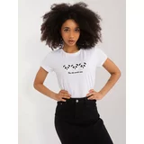 Fashion Hunters White women's T-shirt with BASIC FEEL GOOD application