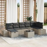 vidaXL 8-delni vrtni kavčni set z blazinami svetlo siva poli ratan | Shoptok.si