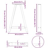  Noge za blagovaonski stol A-oblika 2 kom Bijele 60 x (72-73) cm Čelik | shoptok.hr