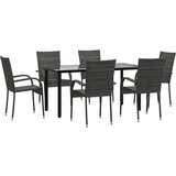  7-dijelni vrtni blagovaonski set od poliratana sivi Siva 160 cm table length | shoptok.hr