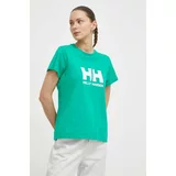 Helly Hansen Bombažna kratka majica ženski, zelena barva