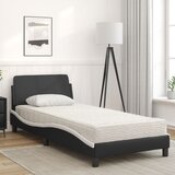  Krevet s madracem Dover crno-bijeli 90 x 190 cm od umjetne kože | shoptok.hr