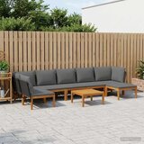  kom. Masivno drvo akacije i konopac Prirodna - 2x kutni +4x srednji +1x naslonjač +stol Crna i antracit | shoptok.hr