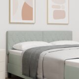vidaXL LED naslon kristalno oblazinjen svetlo sivi 72 cm tafta, naslon kristalno oblazinjen svetlo sivi 140 cm tafta | Shoptok.si
