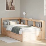  Krevet s regalom za knjige bez madraca 100 x 200 cm od borovine - Prirodna 100 x 200 cm | shoptok.hr
