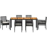  Vrtni set za objed 7 kom. Crna poliratan 190 x 90 x 75 cm | shoptok.hr