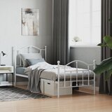 vidaXL Metalni okvir kreveta uzglavlje i podnožje bijeli 90 x 200 cm Cijene