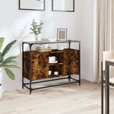 vidaXL Komoda sa staklenom površinom boja hrasta 98x35x81 cm drvena | shoptok.hr