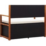  Klupa za pohranu 115 cm od poliratana i bagremovog drva crna | shoptok.hr
