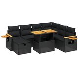  8-dijelni set vrtnih sofa od poliratana s jastucima crni Slike