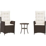  3-dijelni bistro set s jastucima smeđi od poliratana - Smeđa i krem 1 | shoptok.hr