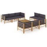 Maison Chic Seti vrtnega pohištva - Vrtna garnitura - Vrtni pohištvo set s temno sivimi blazinami 9-delna bambus, (21805092) | Shoptok.si