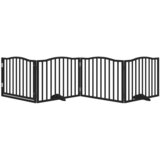  Vrata za pse s vratima, sklopiva, 4 panela, crna, 320 cm, drvo topole | shoptok.hr