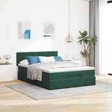  Otomanska postelja z vzmetnico temno zelena 140x200 cm žamet | Shoptok.si
