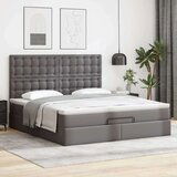 vidaXL Otomanski posteljni okvir z vzmetnico siv 180x200 cm um. usnje | Shoptok.si