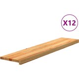 vidaXL Podloge za stopnice 12 kosov rjave 120x30x2 cm trdna hrastovina Cene