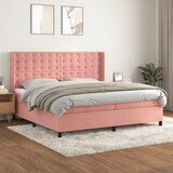 The Living Store Box spring postelja z vzmetnico roza 200x200 cm žamet - Box Spring Postelja, (21438434) Cene